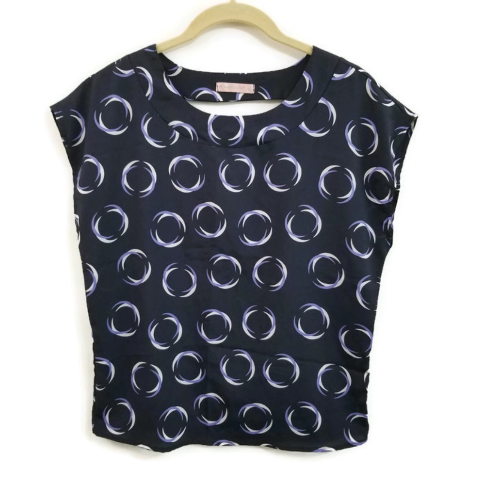 🎁3for$15 Patterned Blouse Dark Blue Size S-M